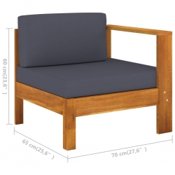 4-osobowa sofa ogrodowa z ciemnoszarymi poduszkami, akacja
