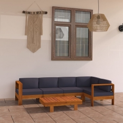6-cz. zestaw mebli ogrodowych, ciemnoszare poduszki, akacja