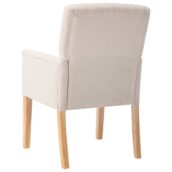 Krzesła stołowe z podłokietnikami, 2 szt., beżowe, tkanina