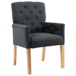Krzesła stołowe z podłokietnikami, 4 szt., szare, tkanina
