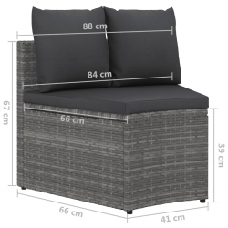 7-częściowa sofa do ogrodu, z poduszkami, polirattan, szara