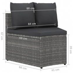 9-częściowa sofa do ogrodu, z poduszkami, polirattan, szara