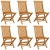 Krzesła ogrodowe z kremowymi poduszkami, 6 szt., drewno tekowe