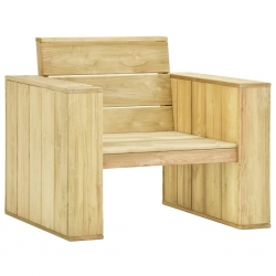 Krzesło ogrodowe z jasnozielonymi poduszkami, drewno sosnowe