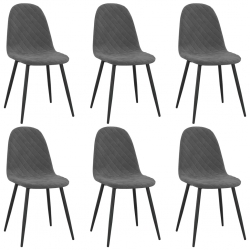 Krzesła stołowe, 6 szt., ciemnoszare, obite aksamitem