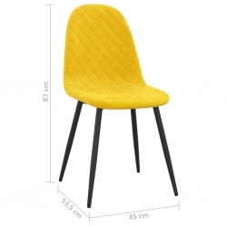 Krzesła stołowe, 6 szt., musztardowe, obite aksamitem
