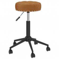 Obrotowe krzesło stołowe, brązowe, obite aksamitem