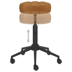 Obrotowe krzesło stołowe, brązowe, obite aksamitem
