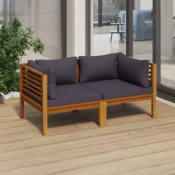 2-osobowa sofa ogrodowa z poduszkami, lite drewno akacjowe