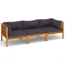 3-osobowa sofa ogrodowa z poduszkami, lite drewno akacjowe