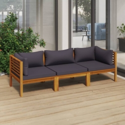 3-osobowa sofa ogrodowa z poduszkami, lite drewno akacjowe