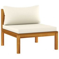 3-osobowa sofa ogrodowa, kremowe poduszki, drewno akacjowe