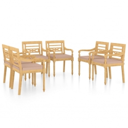 Krzesła Batavia z poduszkami, 6 szt., lite drewno tekowe