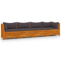 4-osobowa sofa ogrodowa z poduszkami, lite drewno akacjowe
