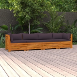 4-osobowa sofa ogrodowa z poduszkami, lite drewno akacjowe