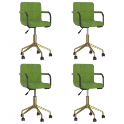 Obrotowe krzesła stołowe, 4 szt., jasnozielone, aksamitne