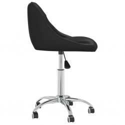 Obrotowe krzesło stołowe, czarne, obite sztuczną skórą