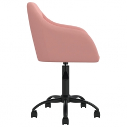 Obrotowe krzesło stołowe, różowe, obite aksamitem