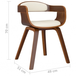Krzesło stołowe, kremowe, gięte drewno i sztuczna skóra