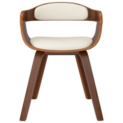 Krzesła stołowe, 6 szt., kremowe, gięte drewno i sztuczna skóra