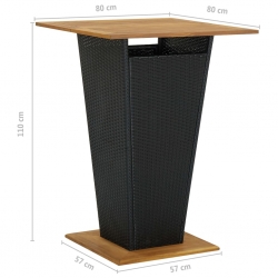 3-cz. zestaw mebli barowych z poduszkami, rattan PE, czarny