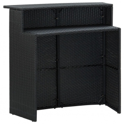 3-cz. zestaw mebli barowych z poduszkami, rattan PE, czarny