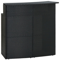 3-cz. zestaw mebli barowych z poduszkami, rattan PE, czarny