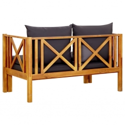 2-osobowa ławka ogrodowa z poduszkami, 122 cm, drewno akacjowe
