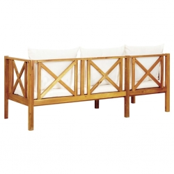 3-osobowa ławka ogrodowa z poduszkami, 179 cm, drewno akacjowe