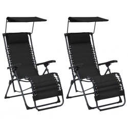 Składane krzesła tarasowe, 2 szt., tworzywo textilene, czarne