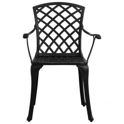 Krzesła ogrodowe 2 szt., odlewane aluminium, czarne