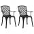 Krzesła ogrodowe 2 szt., odlewane aluminium, czarne