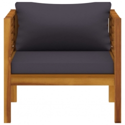 Krzesło ogrodowe z ciemnoszarymi poduszkami, drewno akacjowe
