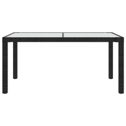 Stół ogrodowy, 150x90x75 cm, szkło i rattan PE, czarny