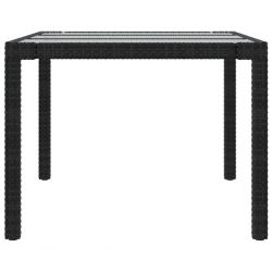 Stół ogrodowy, czarny, 190x90x75 cm, szkło i rattan PE