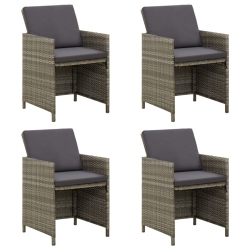 Krzesła ogrodowe z poduszkami, 4 szt., polirattan, szare
