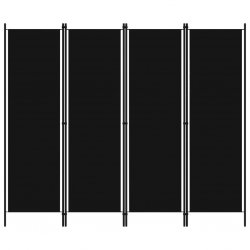 Parawan 4-panelowy, czarny, 200 x 180 cm