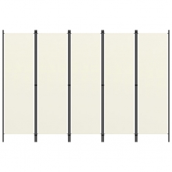 Parawan 5-panelowy, kremowy, 250 x 180 cm