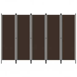 Parawan 5-panelowy, brązowy, 250 x 180 cm