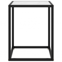 Stolik kawowy, szkło w kolorze biały marmur, 40x40x50 cm