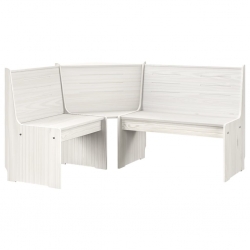 Ogrodowa ławka narożna, 151 cm, sosnowa, biała