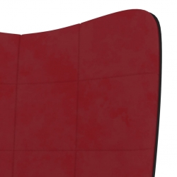 Fotel z podnóżkiem, winna czerwień, aksamit i PVC