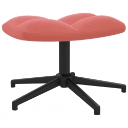 Fotel z podnóżkiem, różowy, obity aksamitem