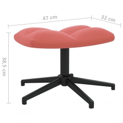 Fotel z podnóżkiem, różowy, obity aksamitem