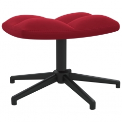 Fotel z podnóżkiem, winna czerwień, obity aksamitem