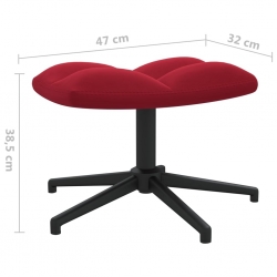 Fotel z podnóżkiem, winna czerwień, obity aksamitem