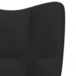 Fotel z podnóżkiem, czarny, obity aksamitem