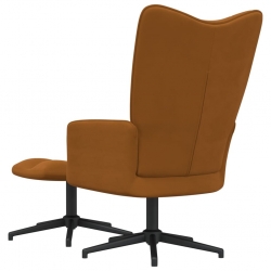 Fotel z podnóżkiem, brązowy, obity aksamitem