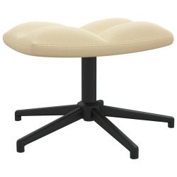 Fotel z podnóżkiem, kremowy, obity aksamitem