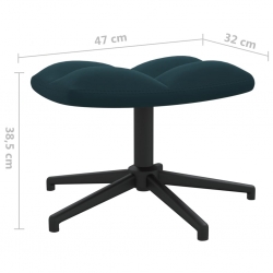 Fotel z podnóżkiem, niebieski, obity aksamitem